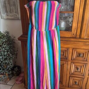 Striped Strapless Jumpsuit